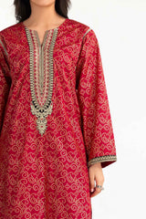 3PC Lawn Gold Printed Suit With Embroidered