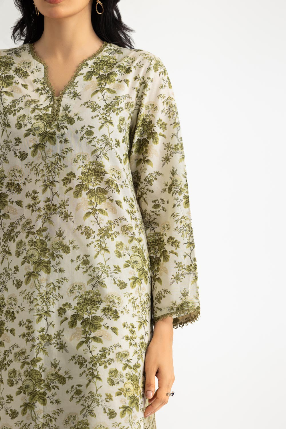 3PC Lawn Printed Suit With Denting Lawn Embroidered  Dupatta
