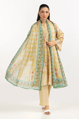 3PC Lawn Printed Suit With Embroidered