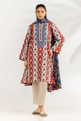 3PC Lawn Printed Suit With Embroidered