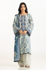 3PC Lawn Printed Suit With Embroidered