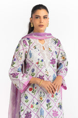 3PC Lawn Printed Suit With Embroidered