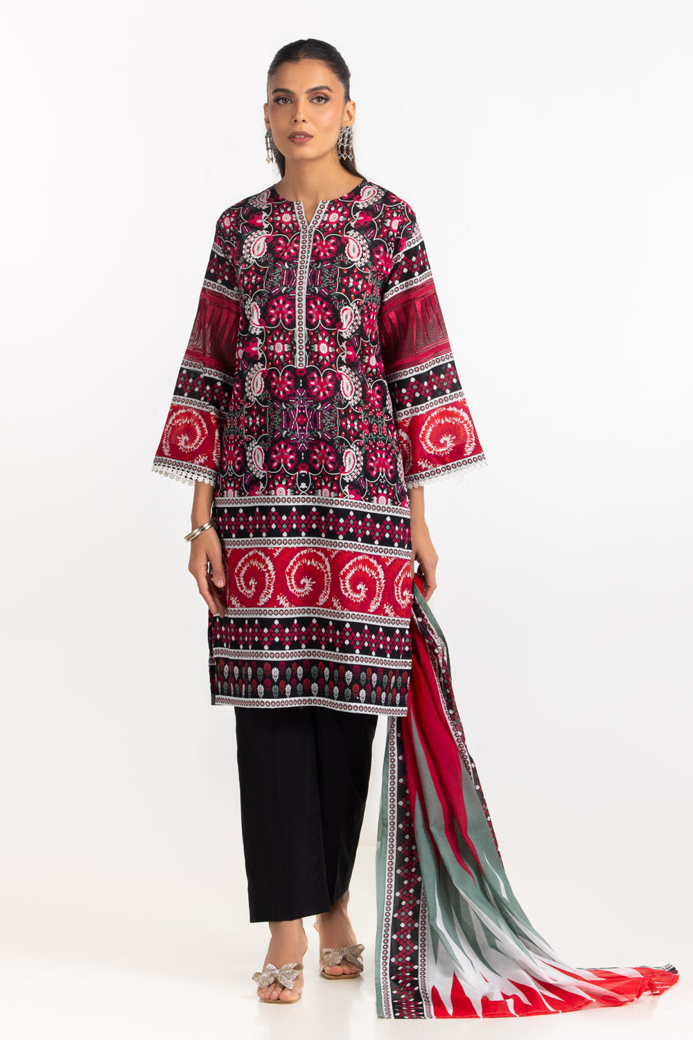 3PC Lawn Printed Suit With Embroidered