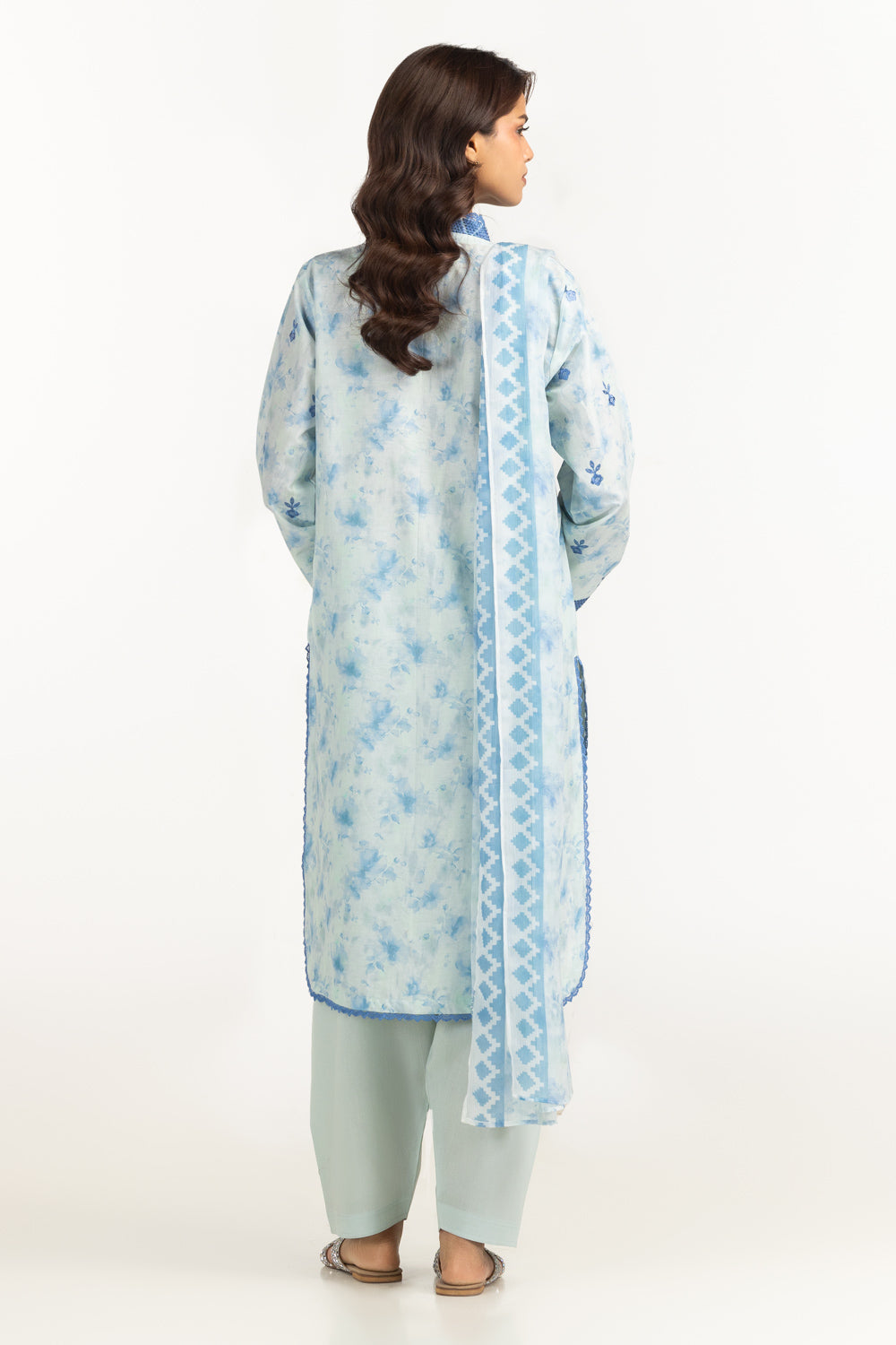 3PC Lawn Printed Suit With Embroidered
