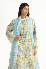 3PC Lawn Printed Suit With Embroidered