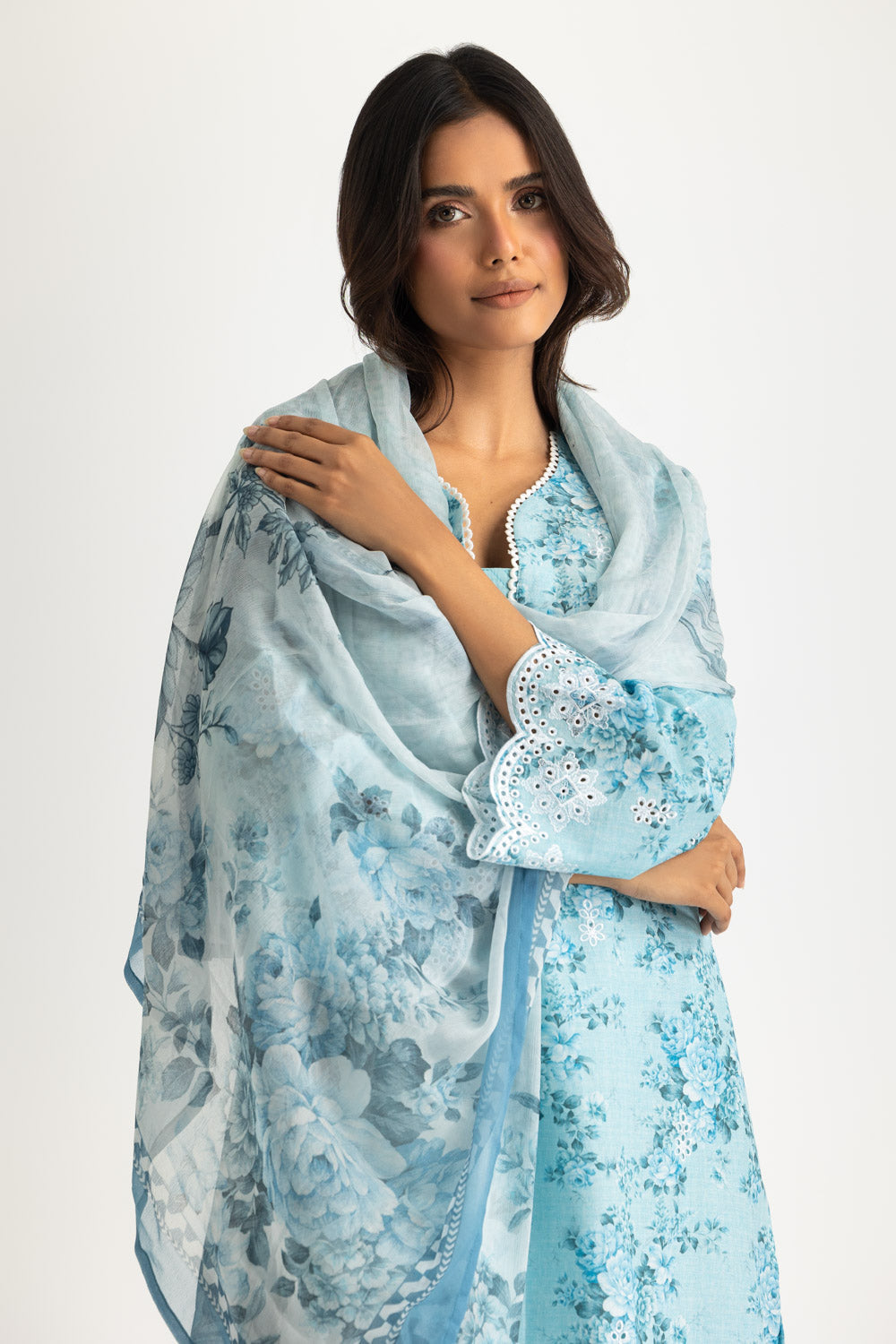 3PC Lawn Printed Suit With Embroidered