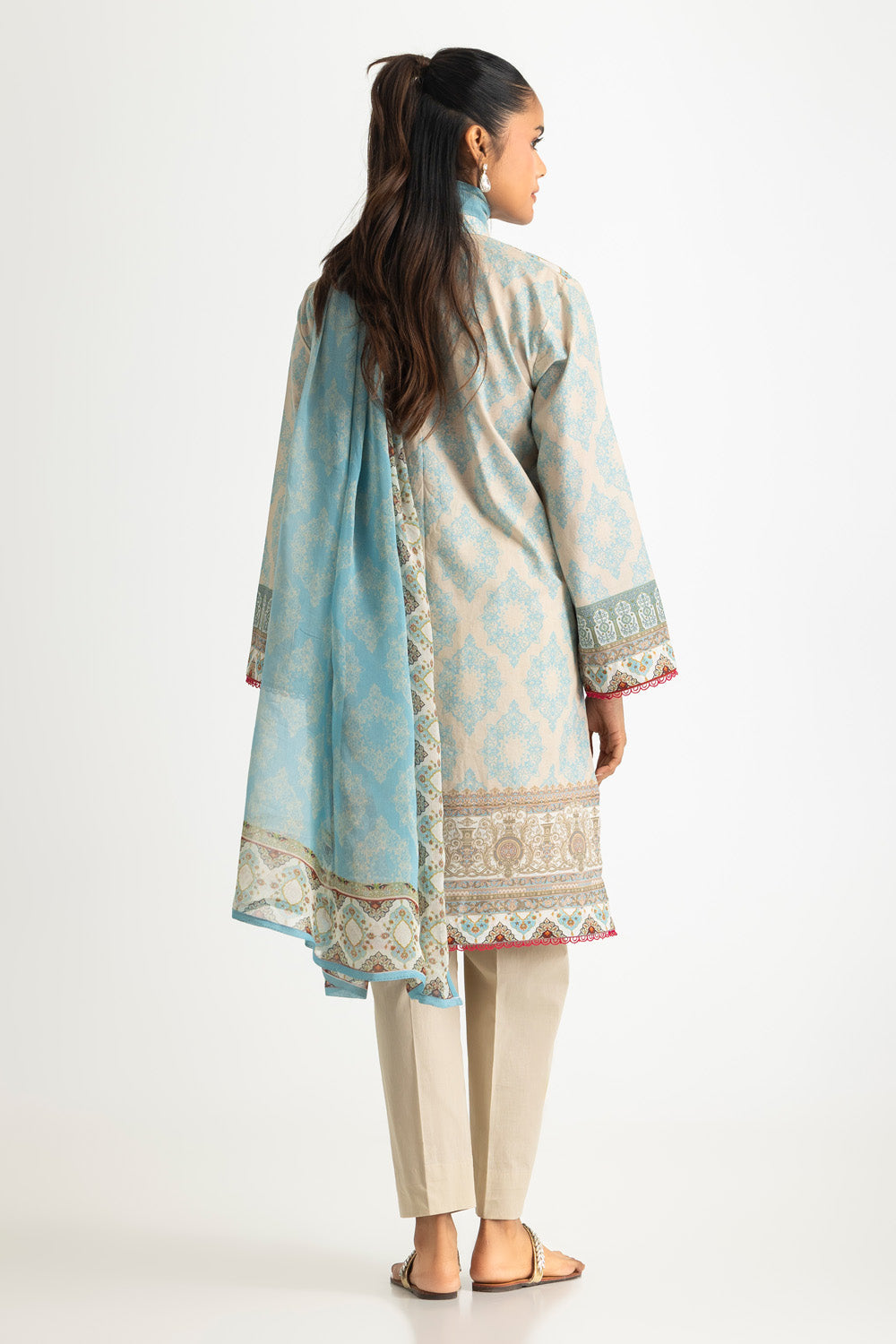 3PC Lawn Printed Suit With Embroidered