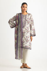 3PC Lawn Printed Suit With Embroidered