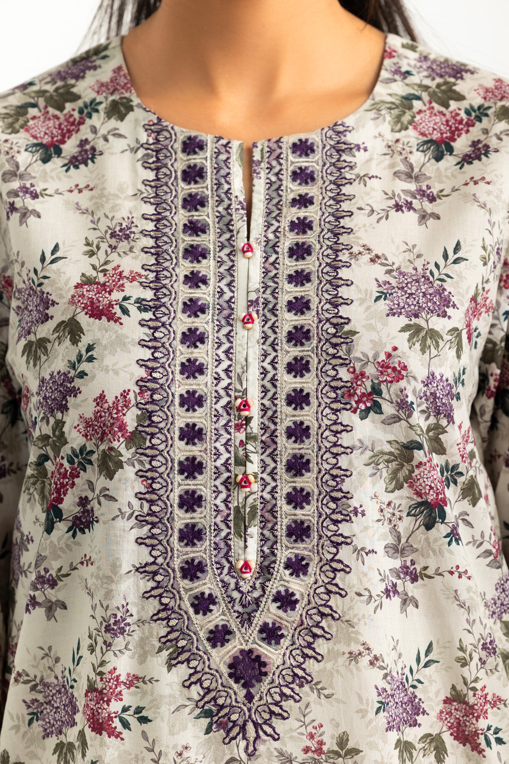 3PC Lawn Printed Suit With Embroidered