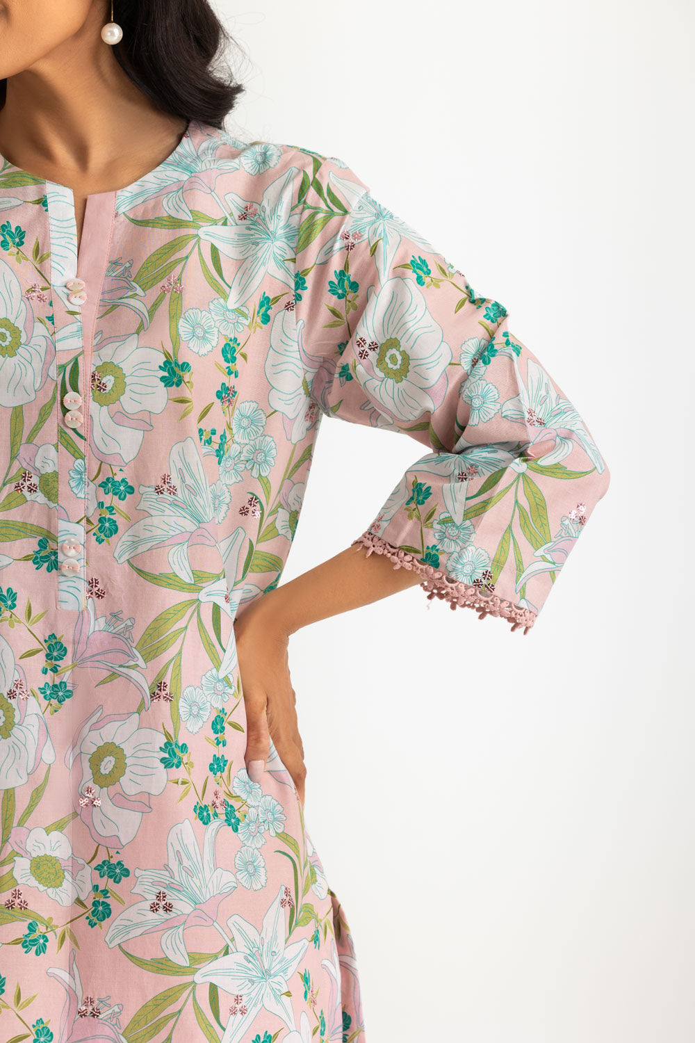 3PC Lawn Printed Suit With Embroidered