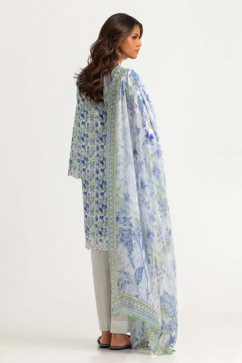 3PC Lawn Printed Suit With Embroidered