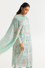 3PC Lawn Printed Suit With Embroidered