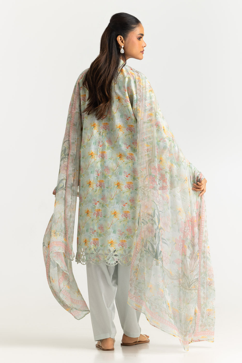 3PC Lawn Printed Suit With Embroidered