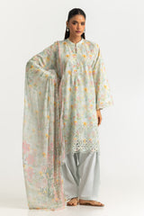 3PC Lawn Printed Suit With Embroidered