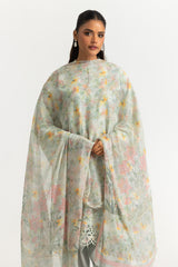 3PC Lawn Printed Suit With Embroidered
