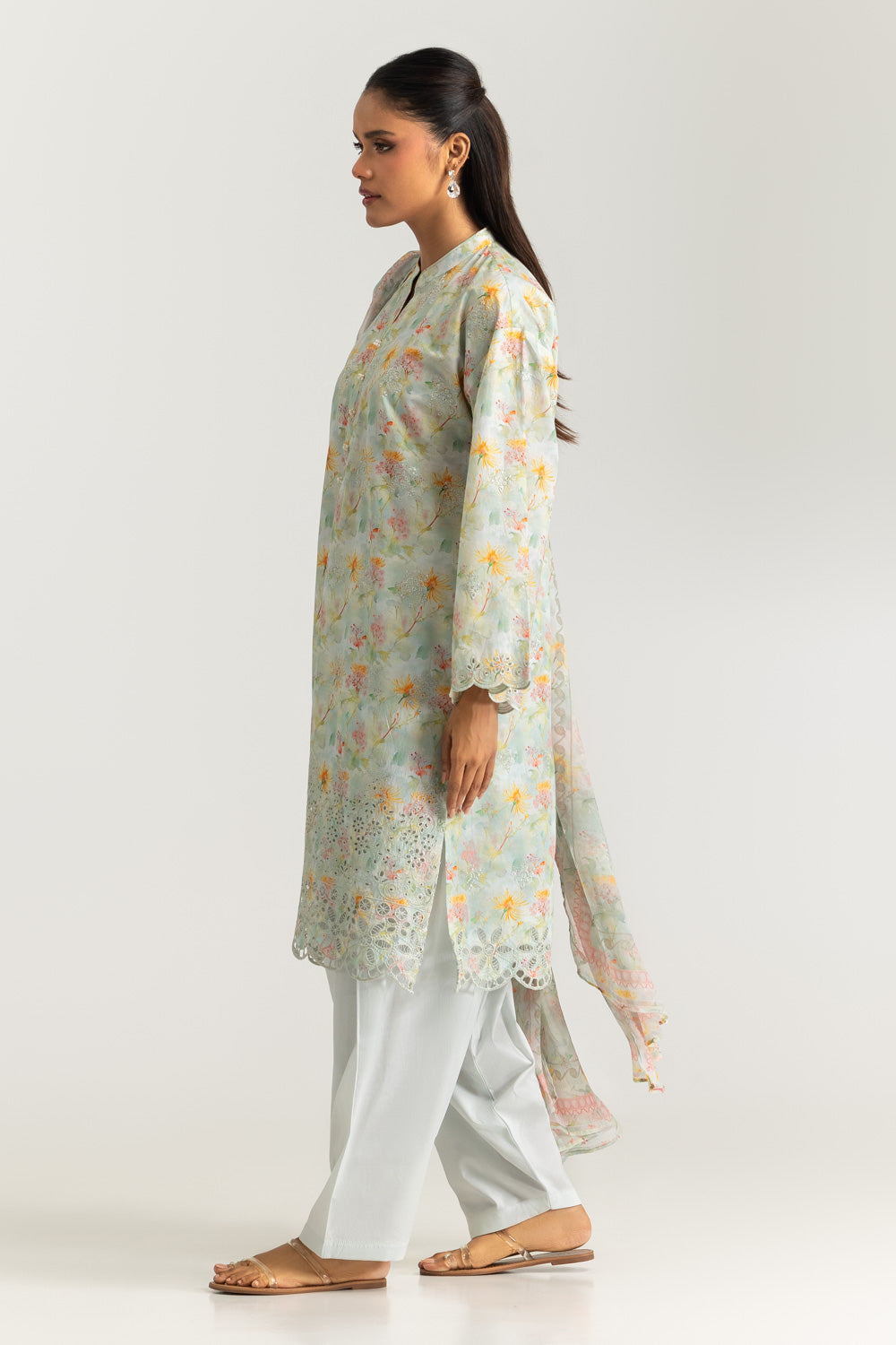 3PC Lawn Printed Suit With Embroidered