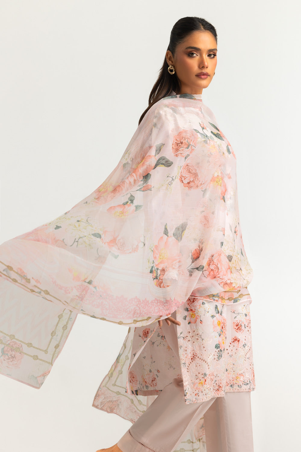 3PC Lawn Printed Suit With Embroidered