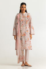 3PC Lawn Printed Suit With Embroidered