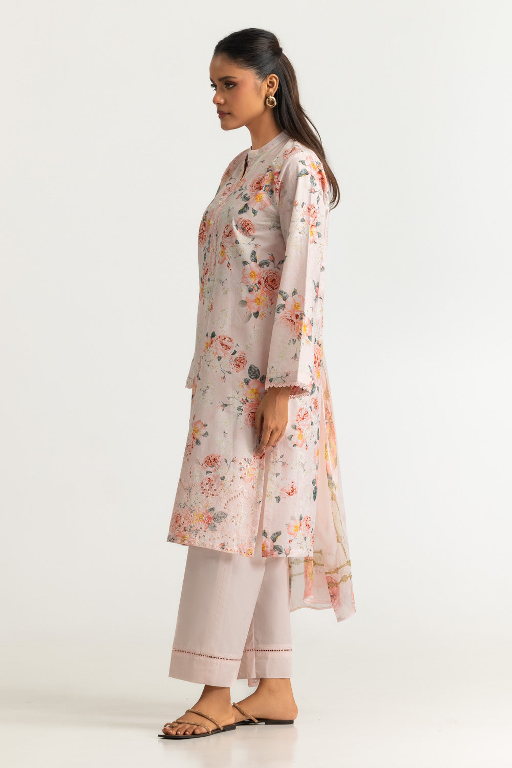 3PC Lawn Printed Suit With Embroidered
