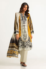 3PC Lawn Printed Suit With Embroidered
