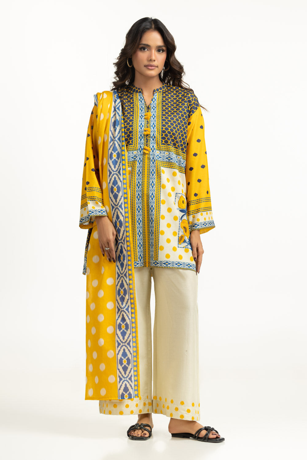 3PC Lawn Printed Suit With Embroidered Trouser