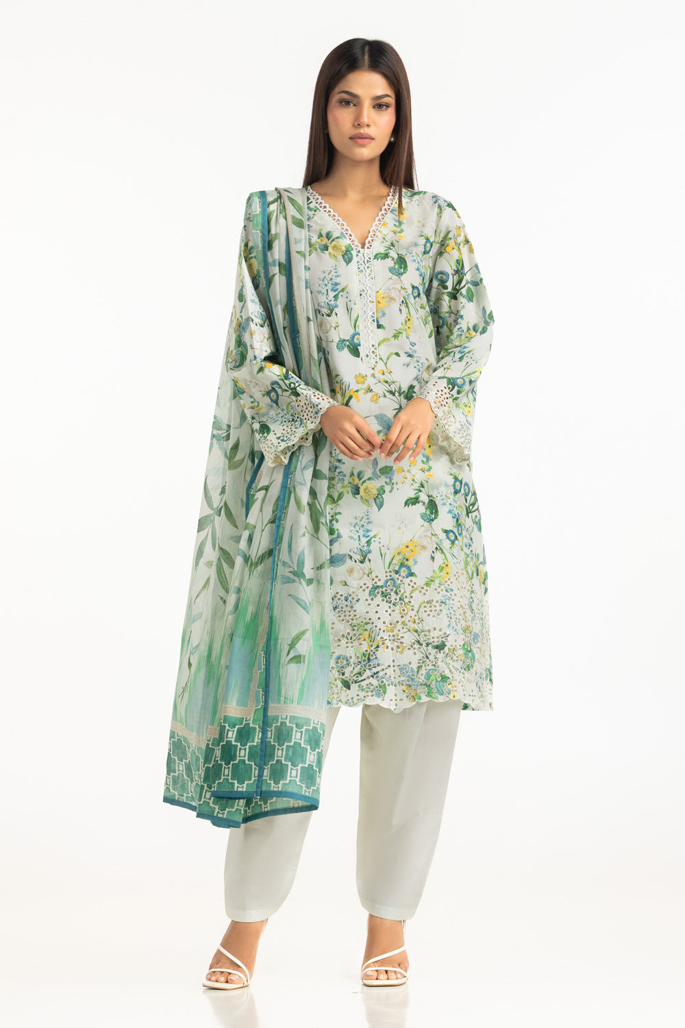 3PC Lawn Printed With Embroidered Suit
