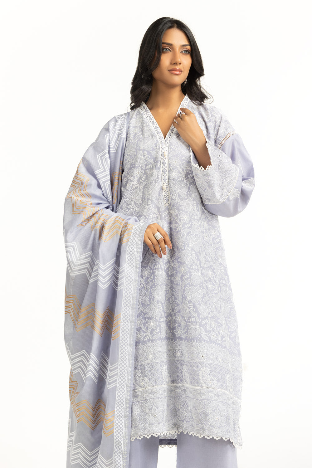3PC Lawn Sequence Embroidered Suit
