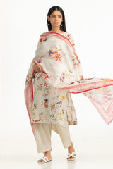 3PC Masoori Printed Stripe Suit