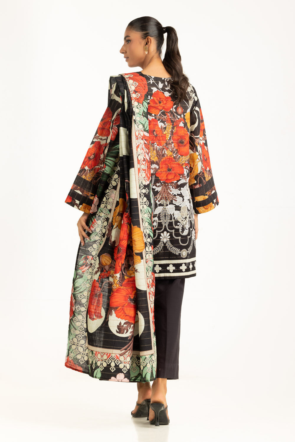 3PC Mehsuri Srtipe Khaddar Printed Suit