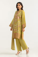 3PC Paper Cotton Embroidered Suit