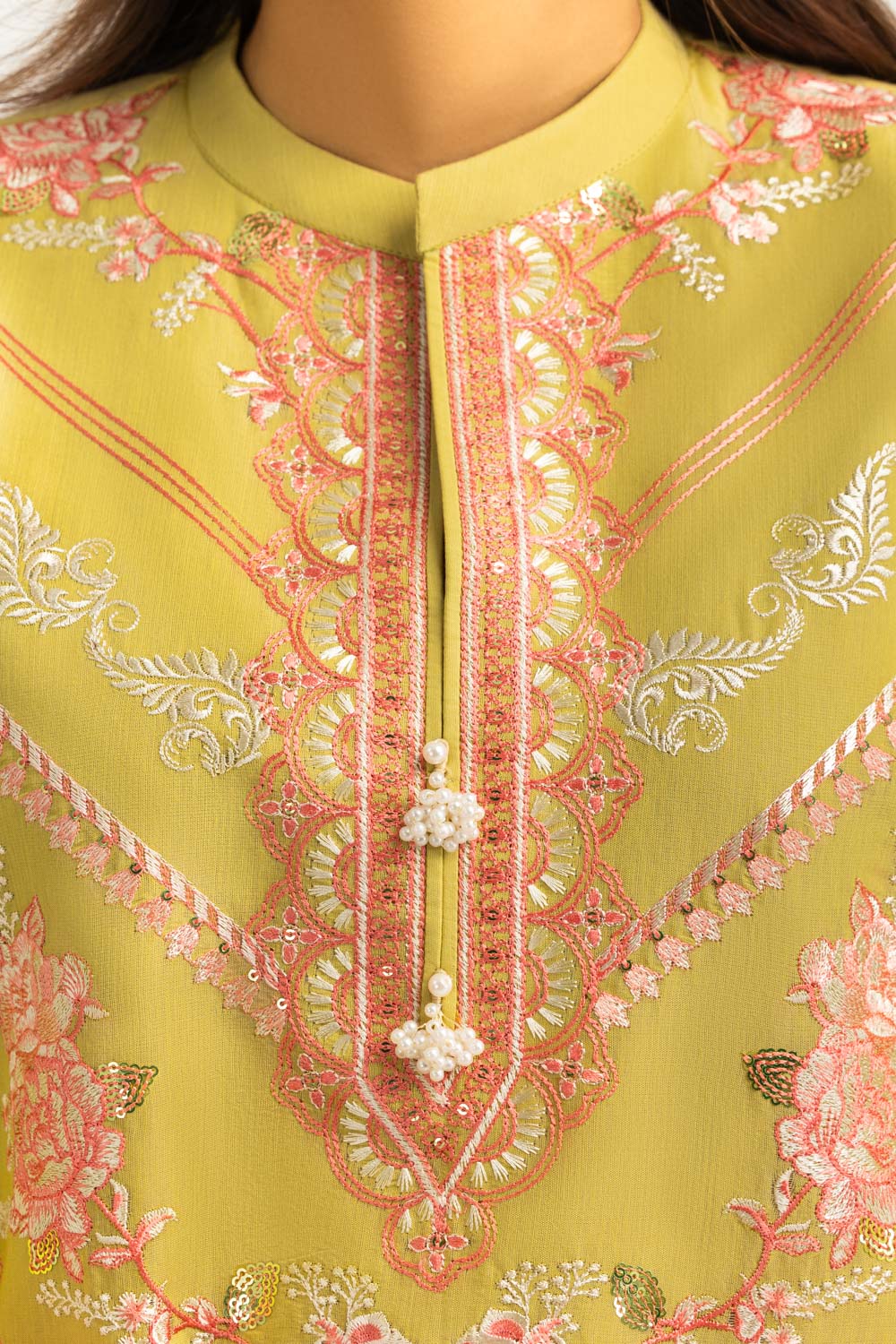 3PC Paper Cotton Embroidered Suit