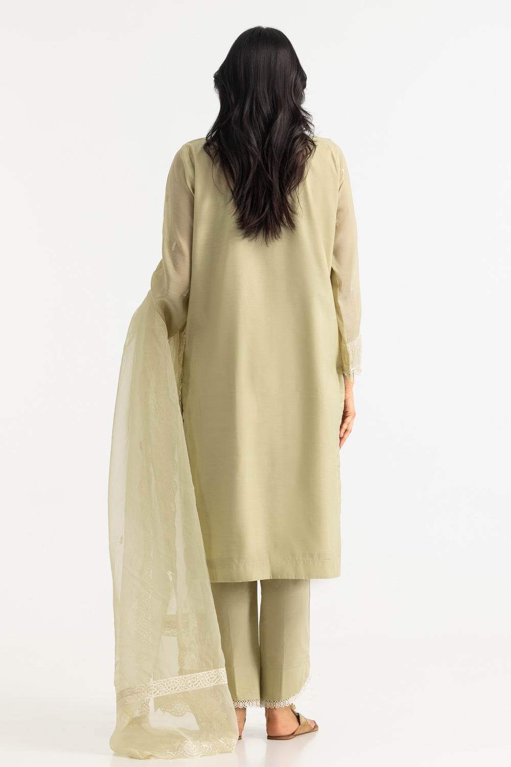 3PC Paper Cotton Embroidered Suit
