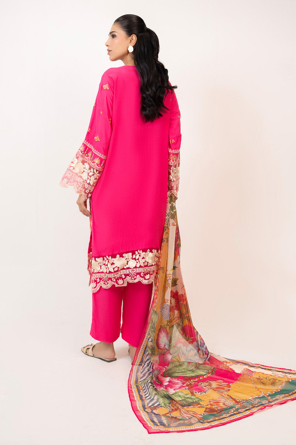 3PC Raw Silk Embroidered Suit
