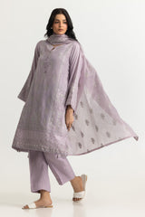 3PC Raw Silk Embroidered Suit With Shimmer Embroidered Dupatta