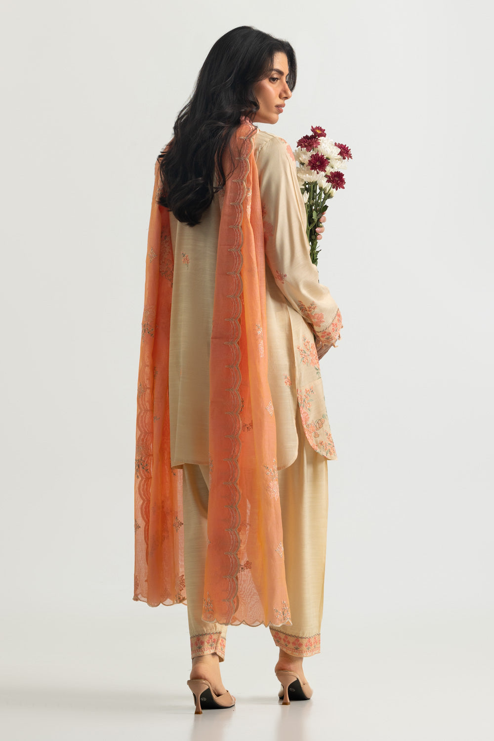 3PC Raw Slik Embroidered Suit