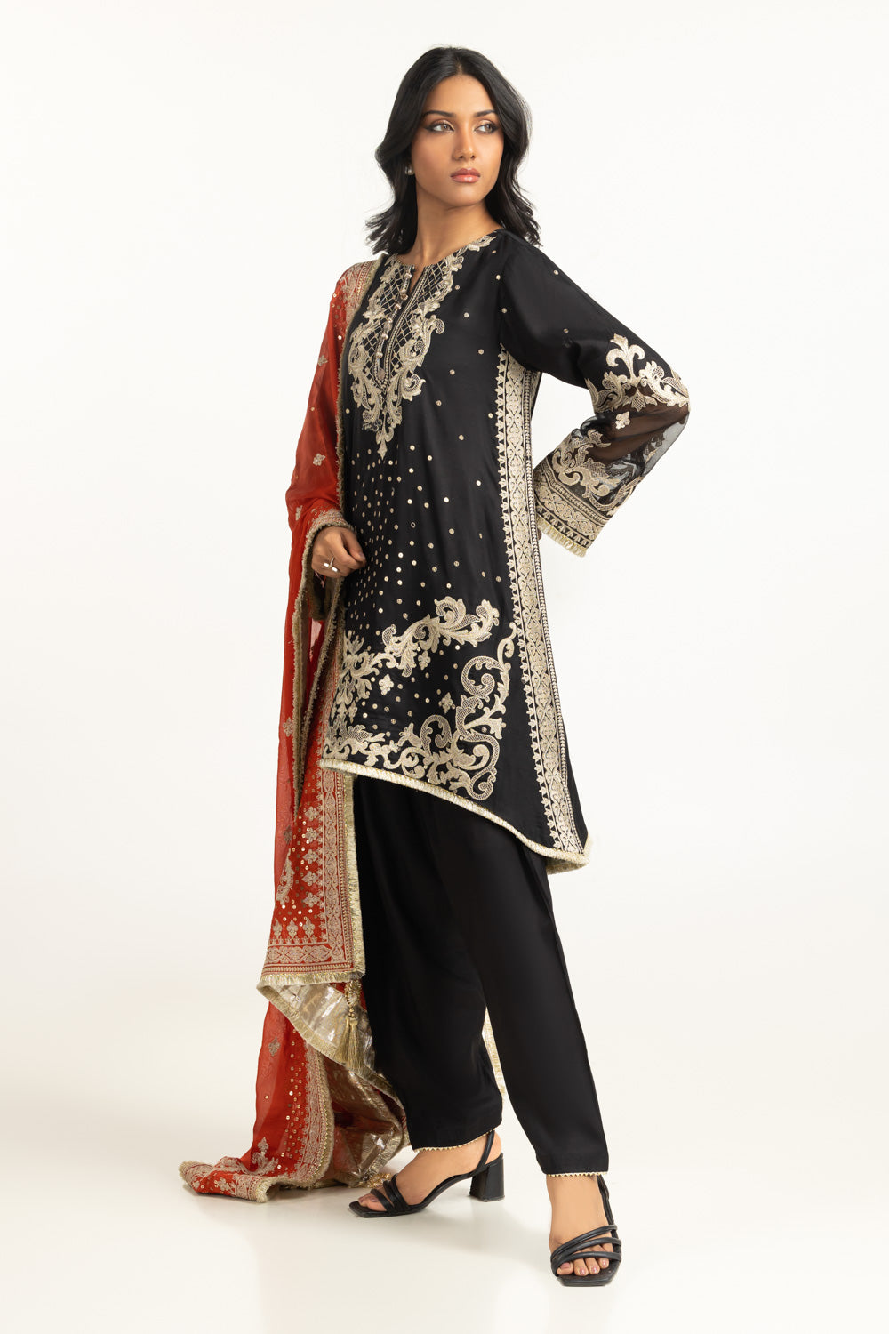 3PC Rawsilk Embroidered Suit