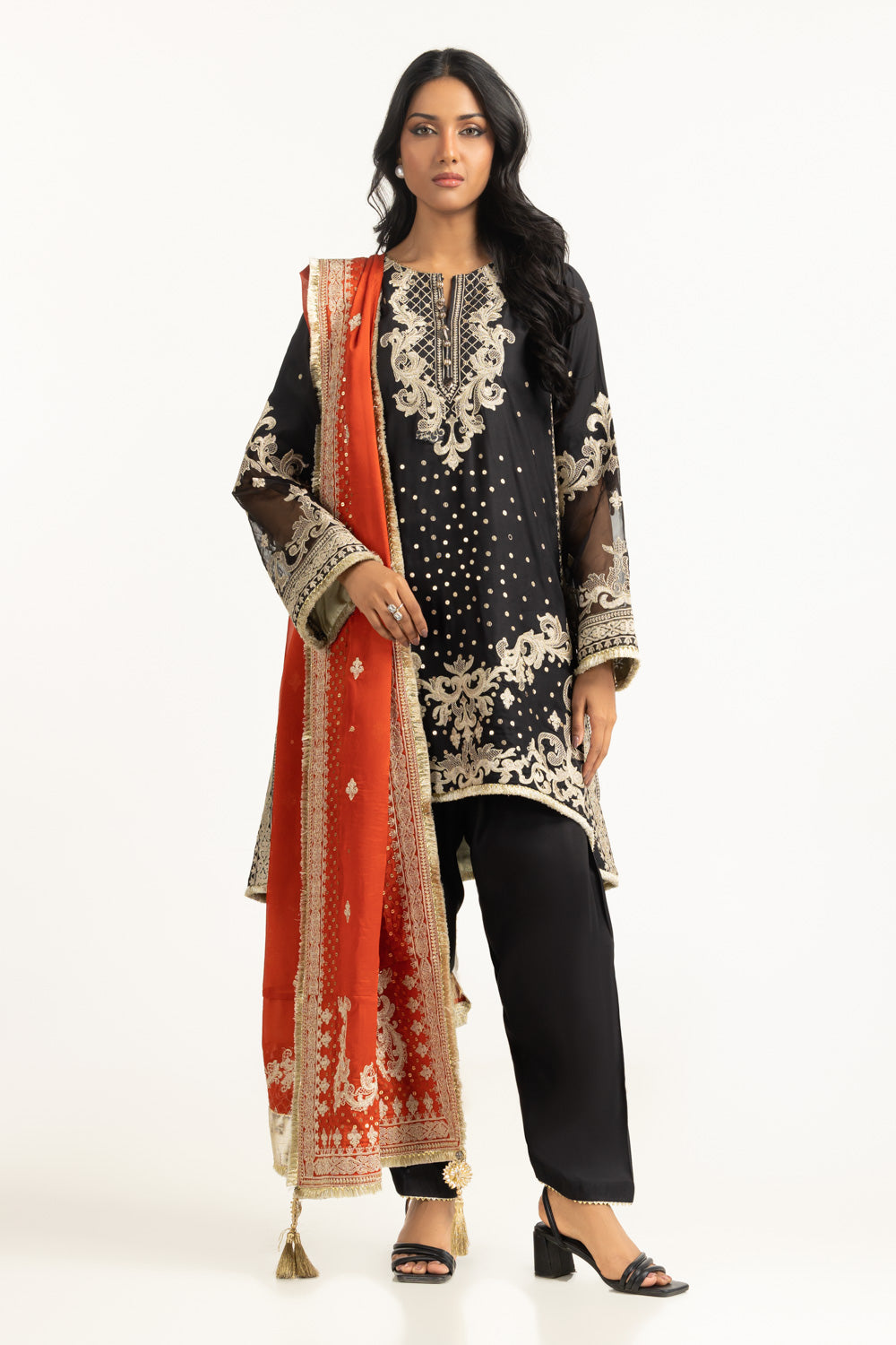 3PC Rawsilk Embroidered Suit