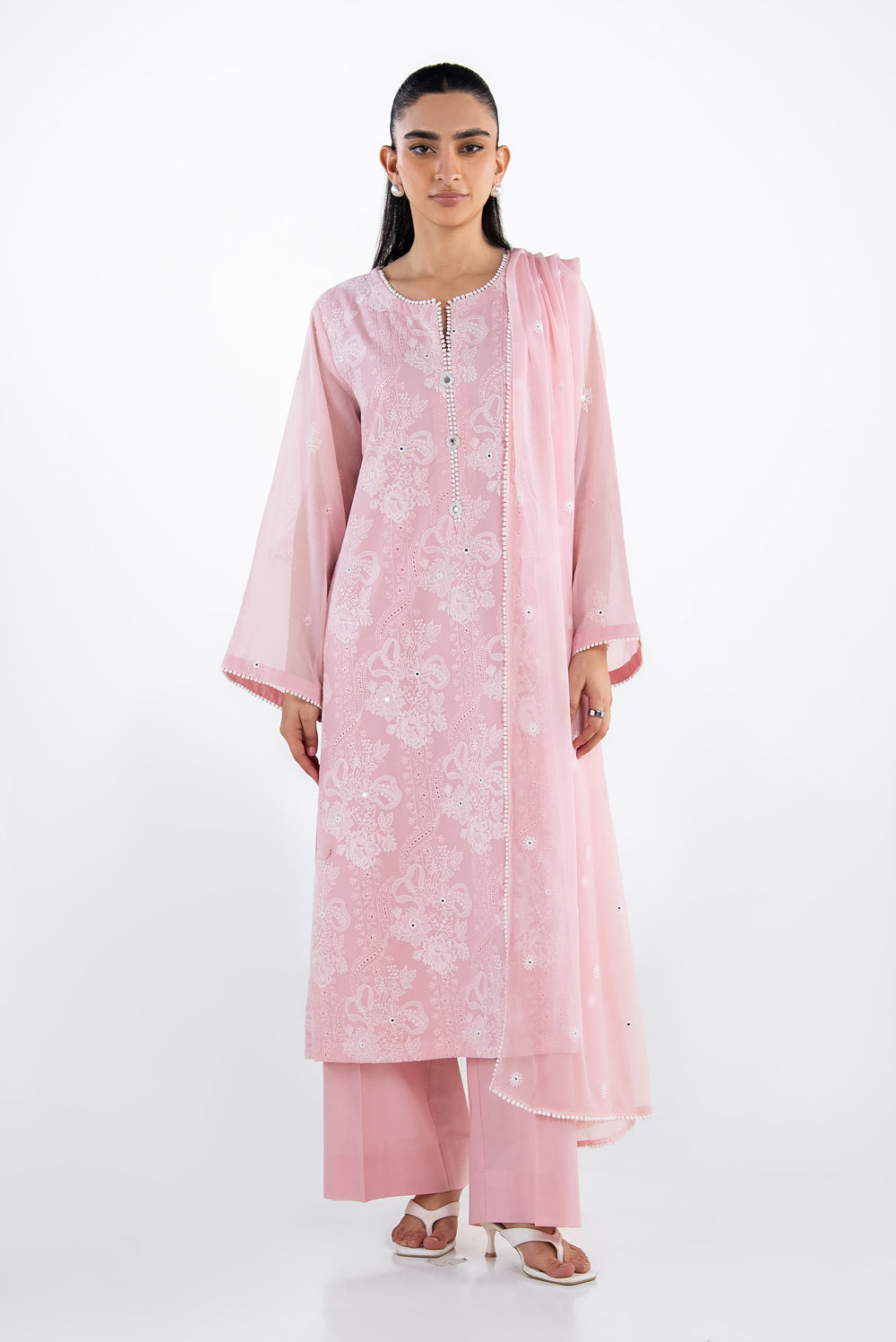 3PC Swiss Voile Embroidered Suit