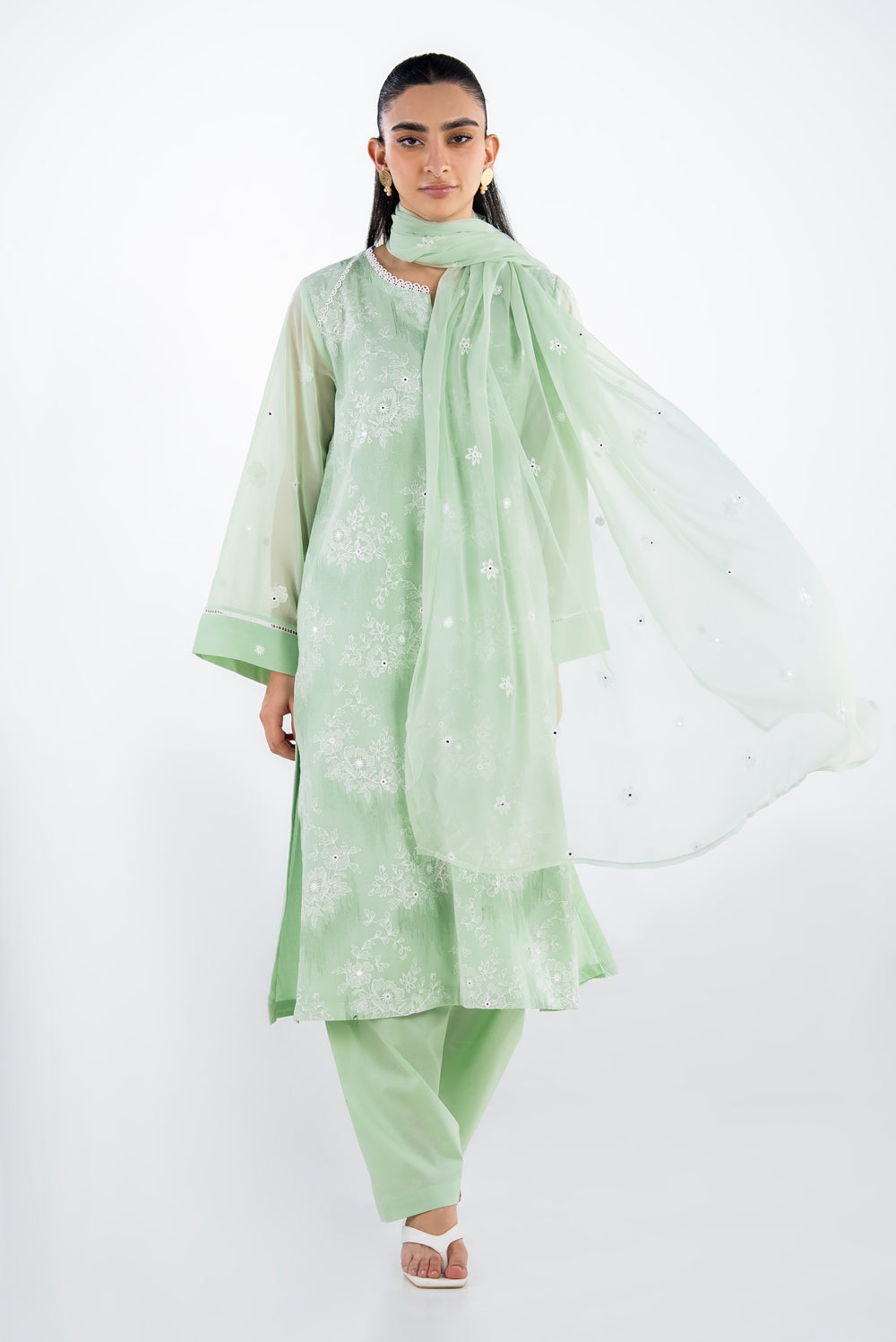 3PC Swiss Voile Embroidered Suit