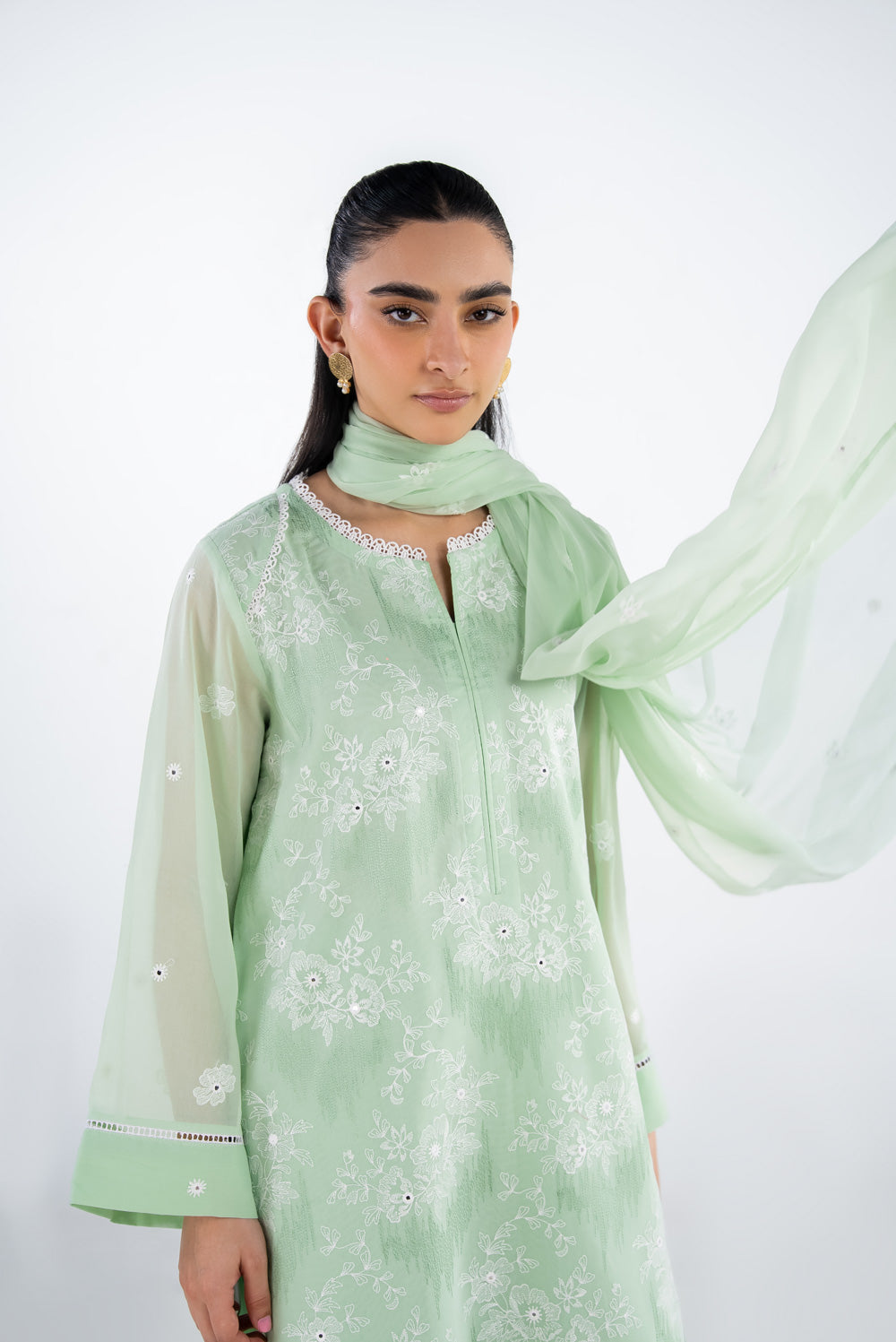 3PC Swiss Voile Embroidered Suit