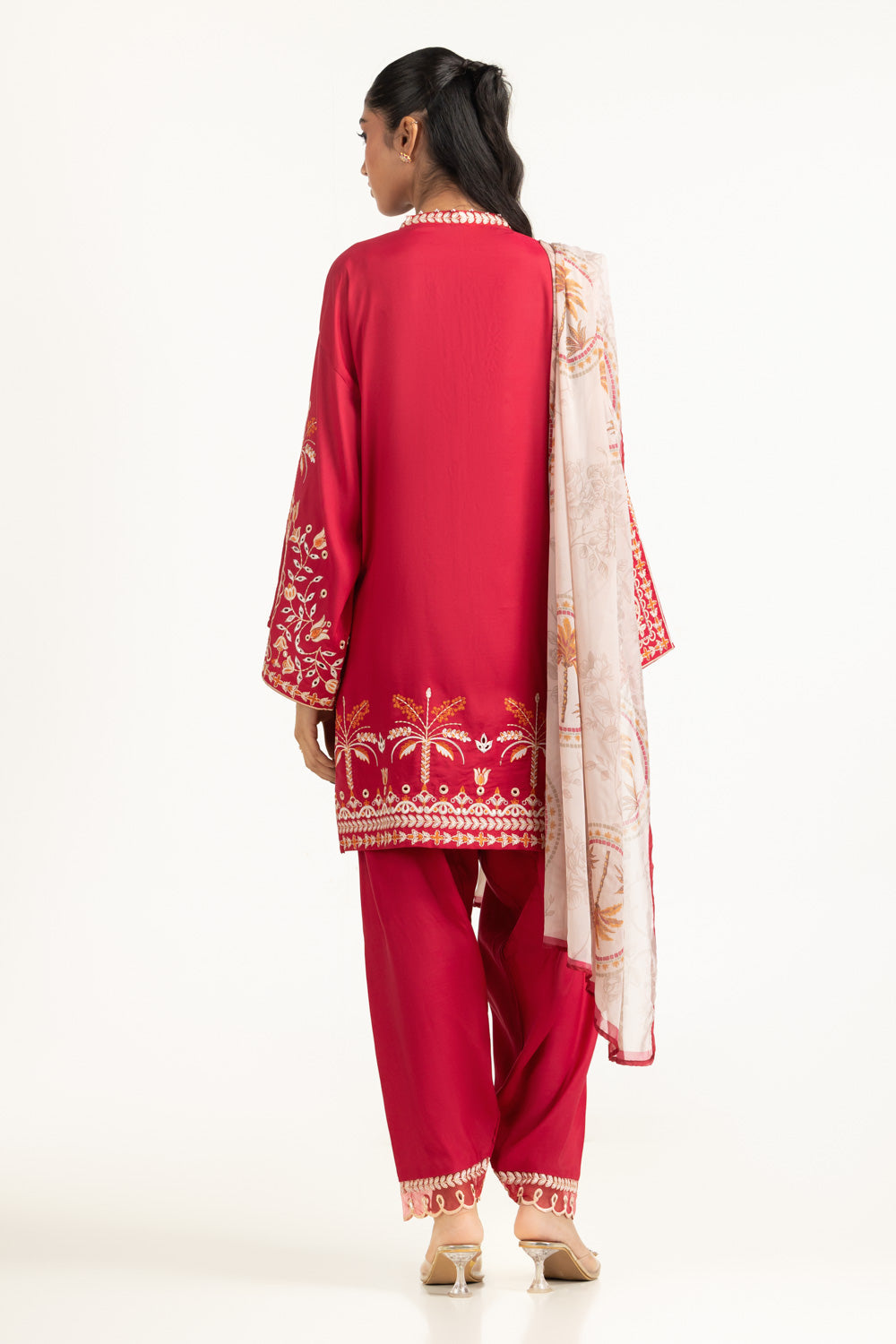 3PC Viscose Rawsilk Embroidered Suit