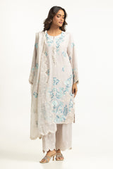 3PC Viscose Rawsilk Embroidered Suit