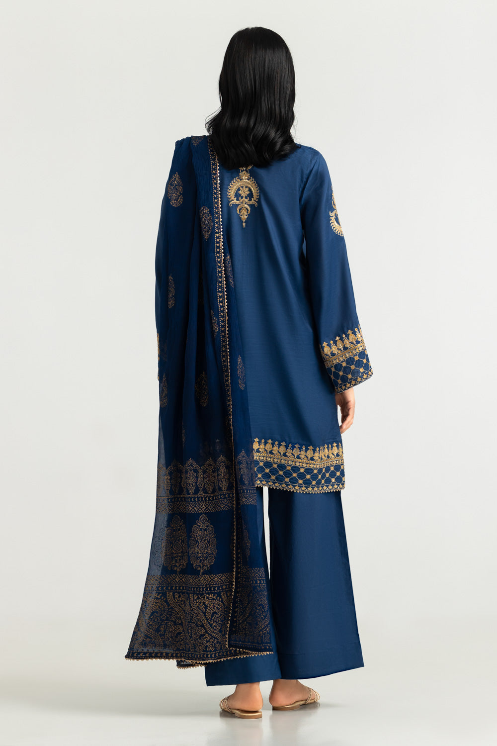 3PC Viscose Raw silk Embroidered Suit