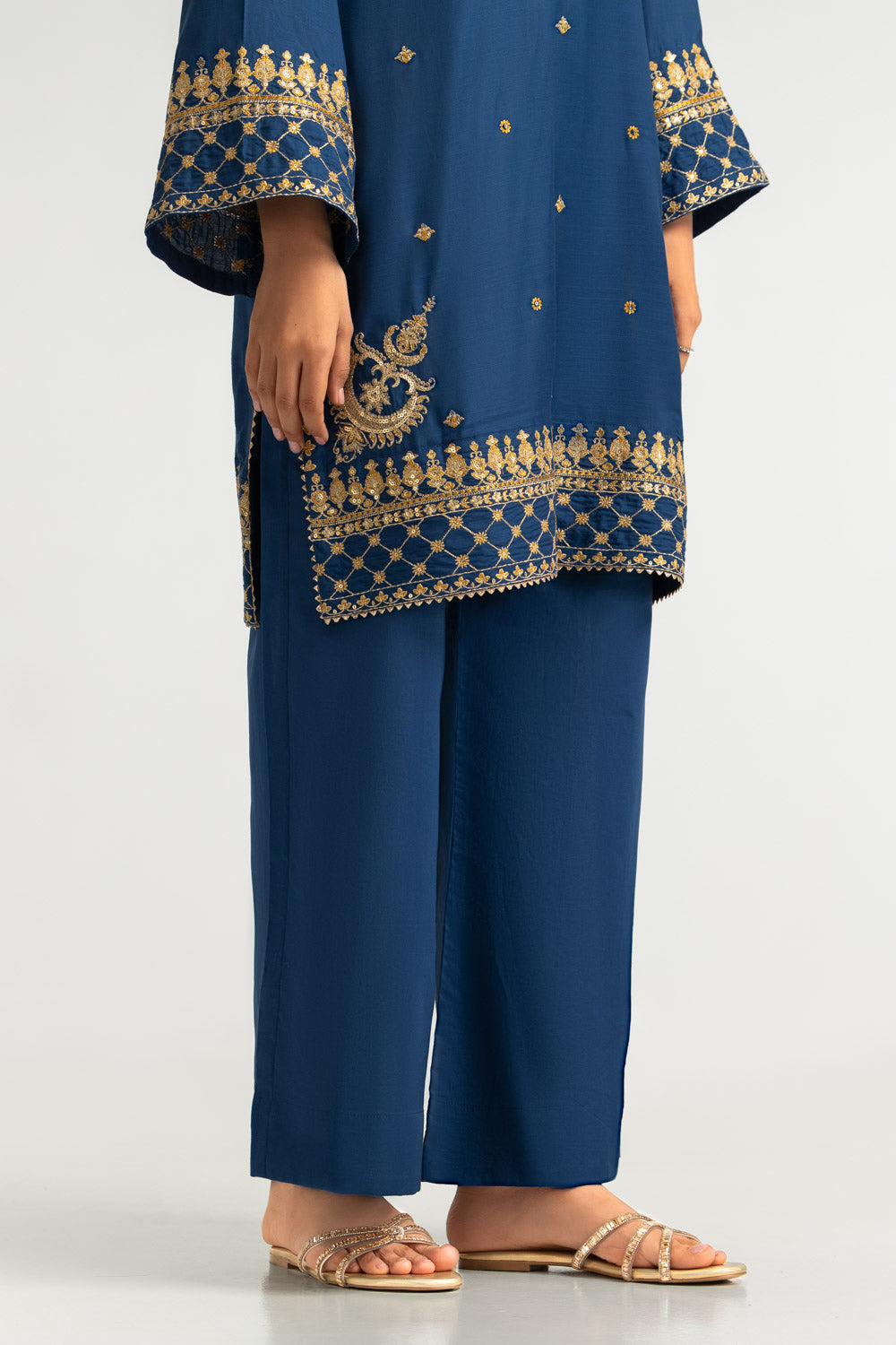 3PC Viscose Raw silk Embroidered Suit