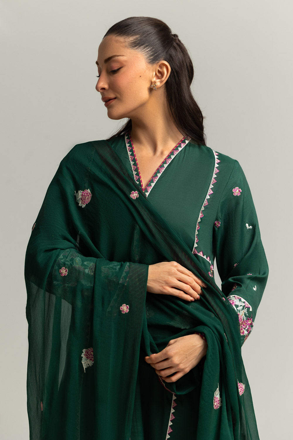 3PC Viscose Rawsilk Embroidered Suit