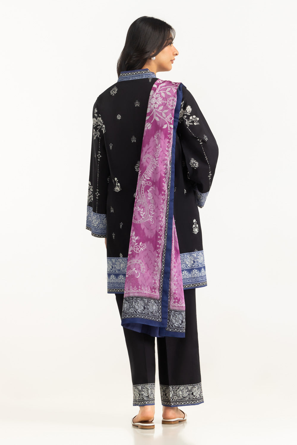 3Pc Cambric Printed Shirt And Trouser With Printed Scarf