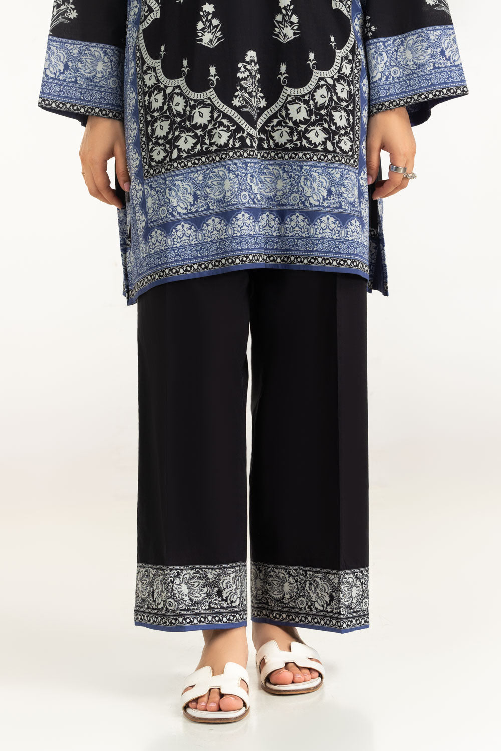 3Pc Cambric Printed Shirt And Trouser With Printed Scarf