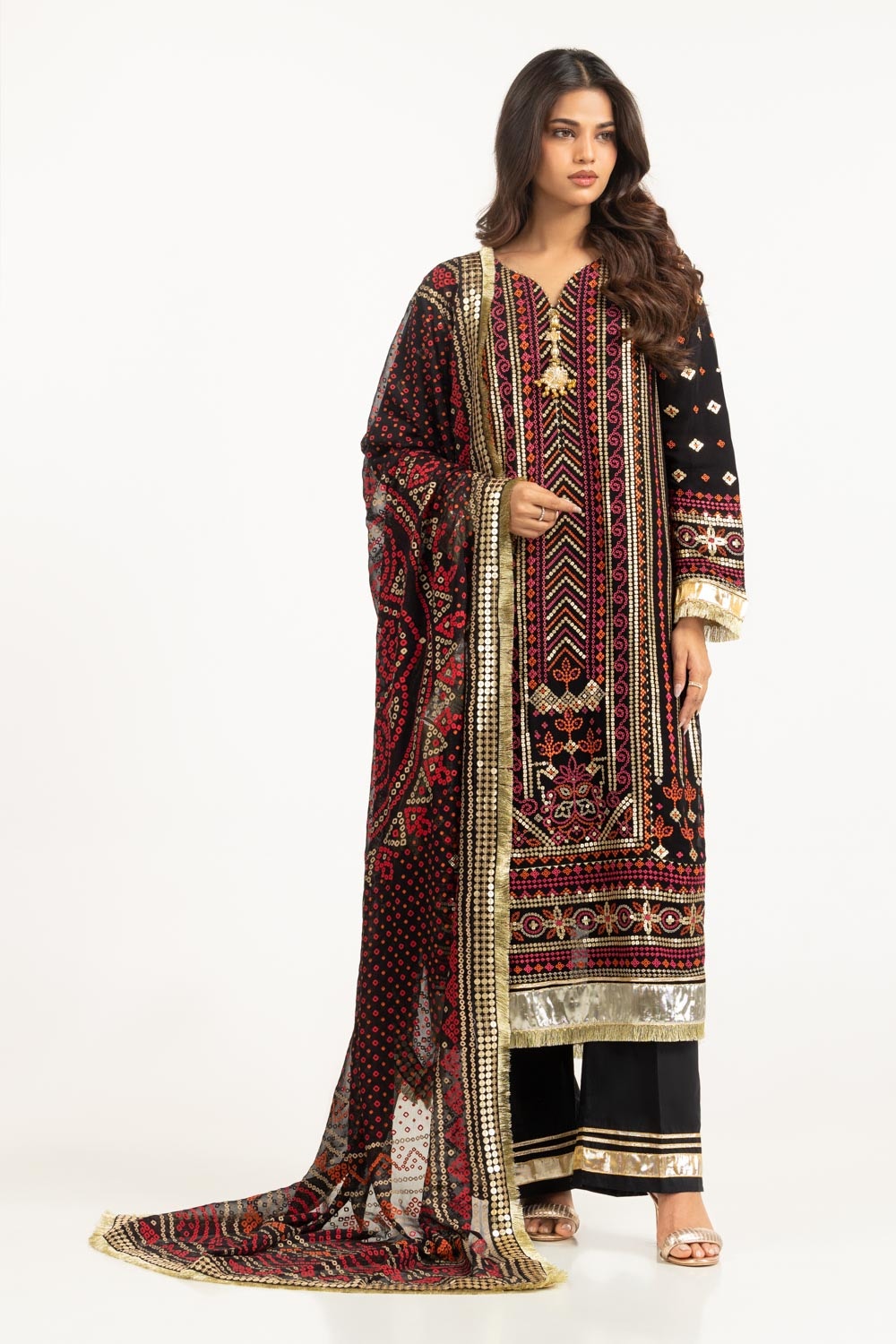 3PC Bamber Chiffon Embroidered Suit