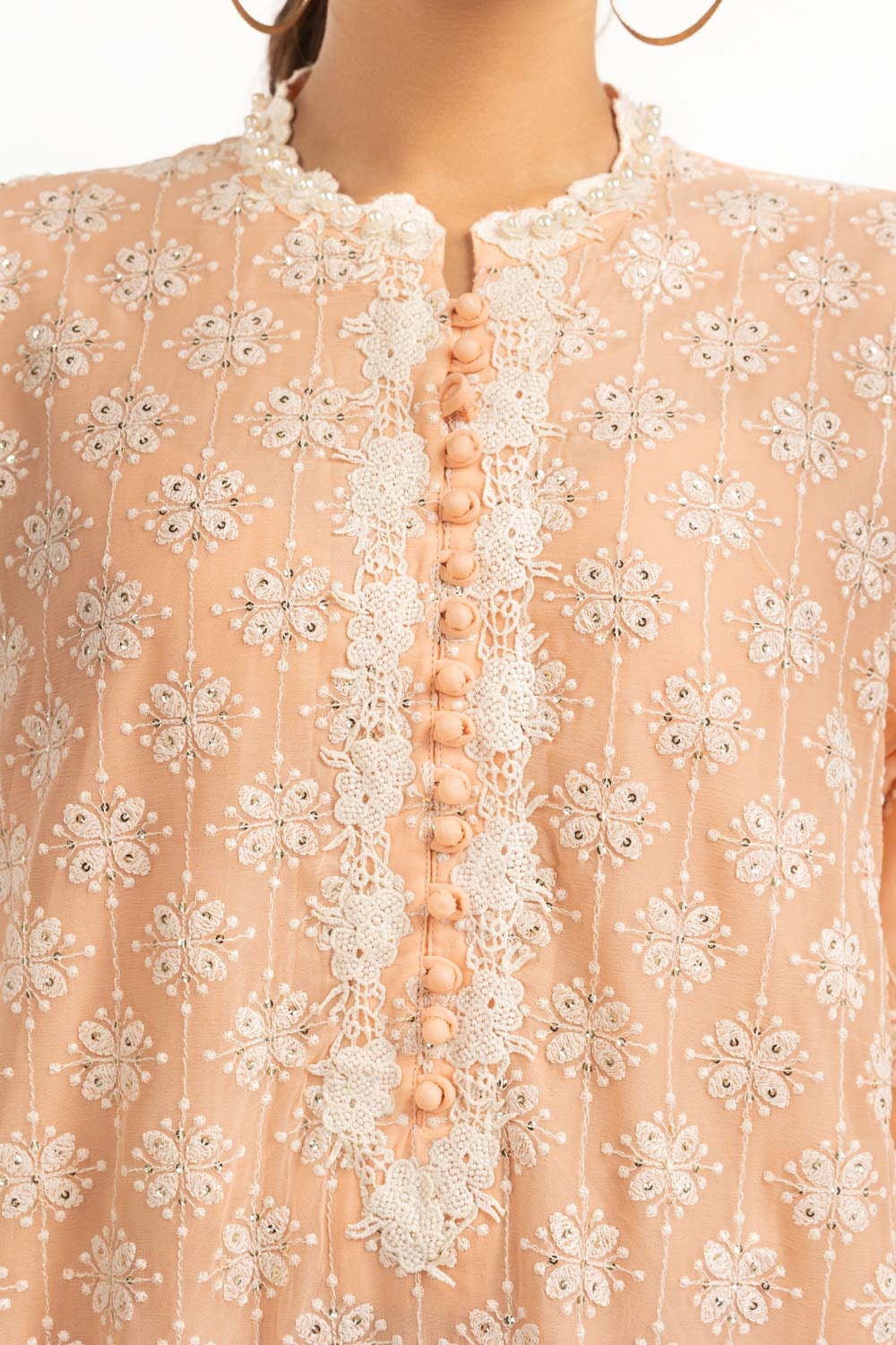3PC Chiffon Embroidered Suit