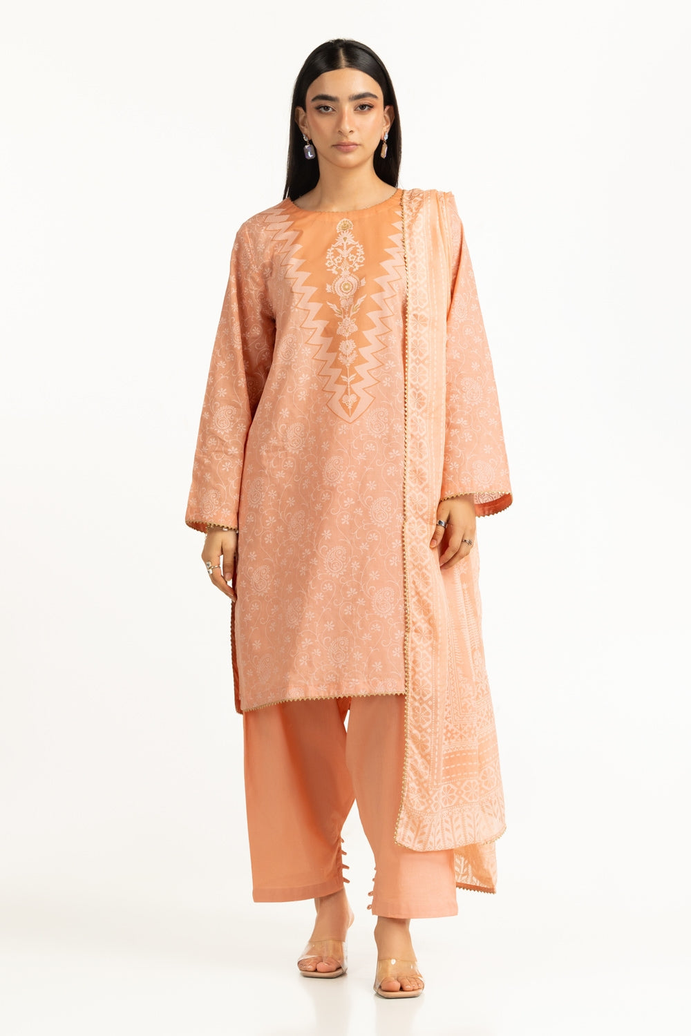 3PC Lawn Lacquer Printed Suit